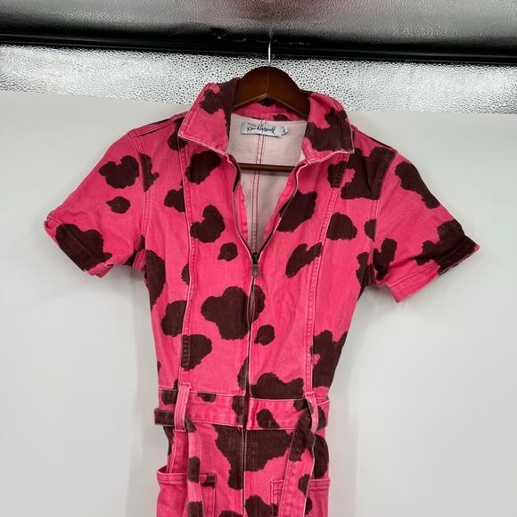Rachel Antonoff Sal Jumpsuit moo pink cow print one piece novelty print size 2 - Picture 9 of 11